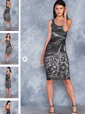 ISO (In Search Of) Labyrinth Turn Back Midi Pencil Dress
